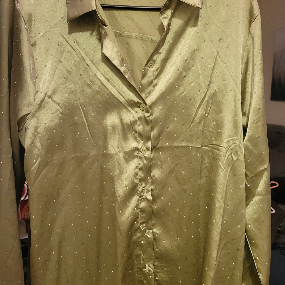 Satin Button-Up Shirt